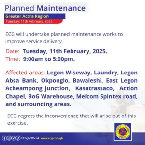 Ecg planned maintenance greater accra