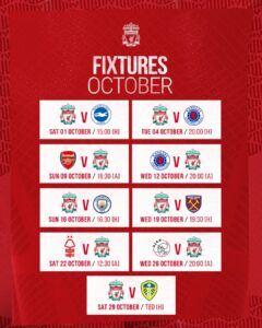 Upcoming Liverpool Fixtures for the 2023 Season