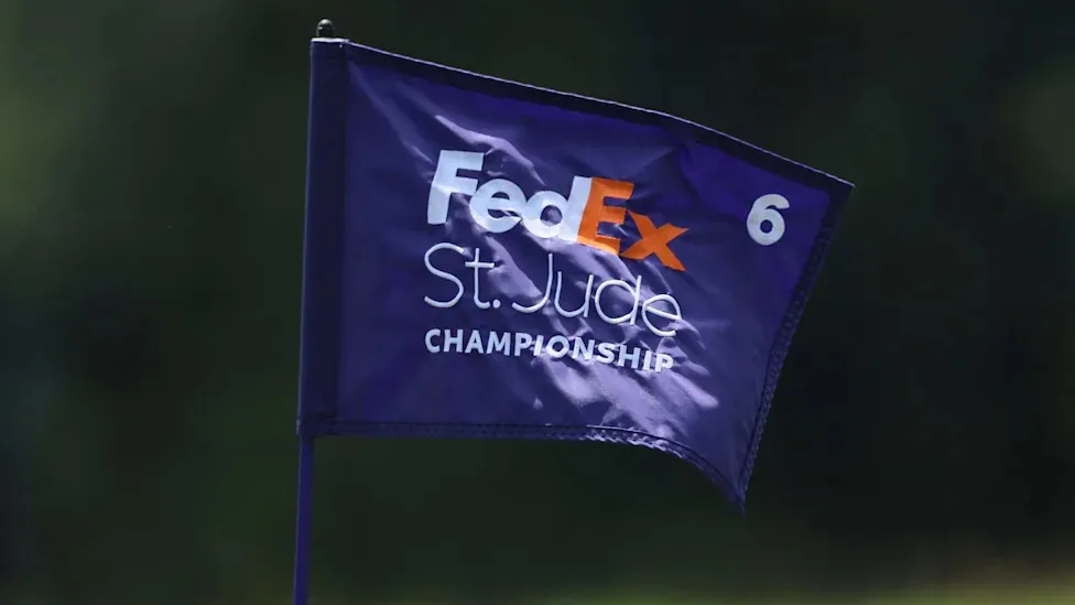 A detailed view of the flag on the sixth green during the second round of the FedEx St. Jude Championship at TPC Southwind on August 16, 2024.